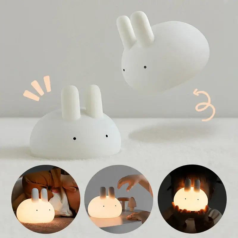 Cute rabbit silicone nightlight children's room decoration with cartoon animal lamp for boys and girls birthday gift thyliennette