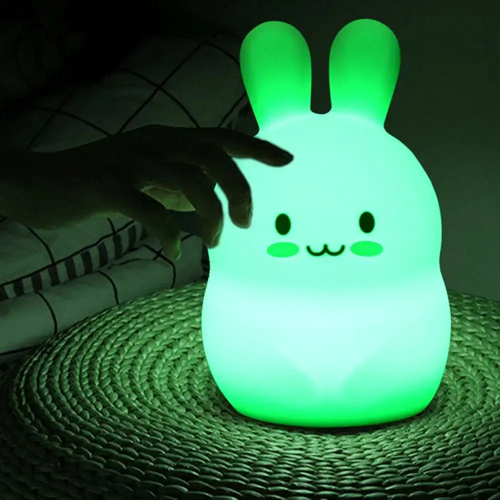 Touch Sensor 9 Colors Rabbit LED Night Light Cute Cartoon Silicone Bunny Lamp Bedroom Bedside Lamp for Children Kids Baby Gift thyliennette