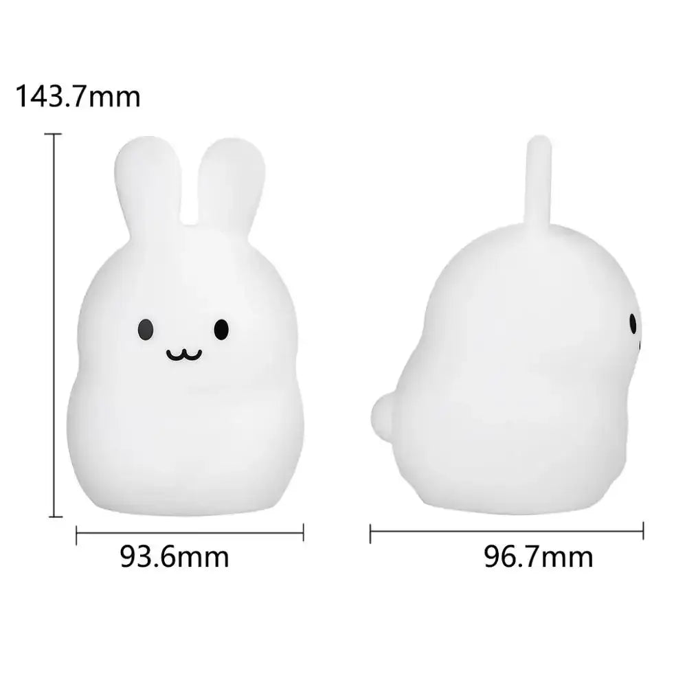 Touch Sensor 9 Colors Rabbit LED Night Light Cute Cartoon Silicone Bunny Lamp Bedroom Bedside Lamp for Children Kids Baby Gift thyliennette