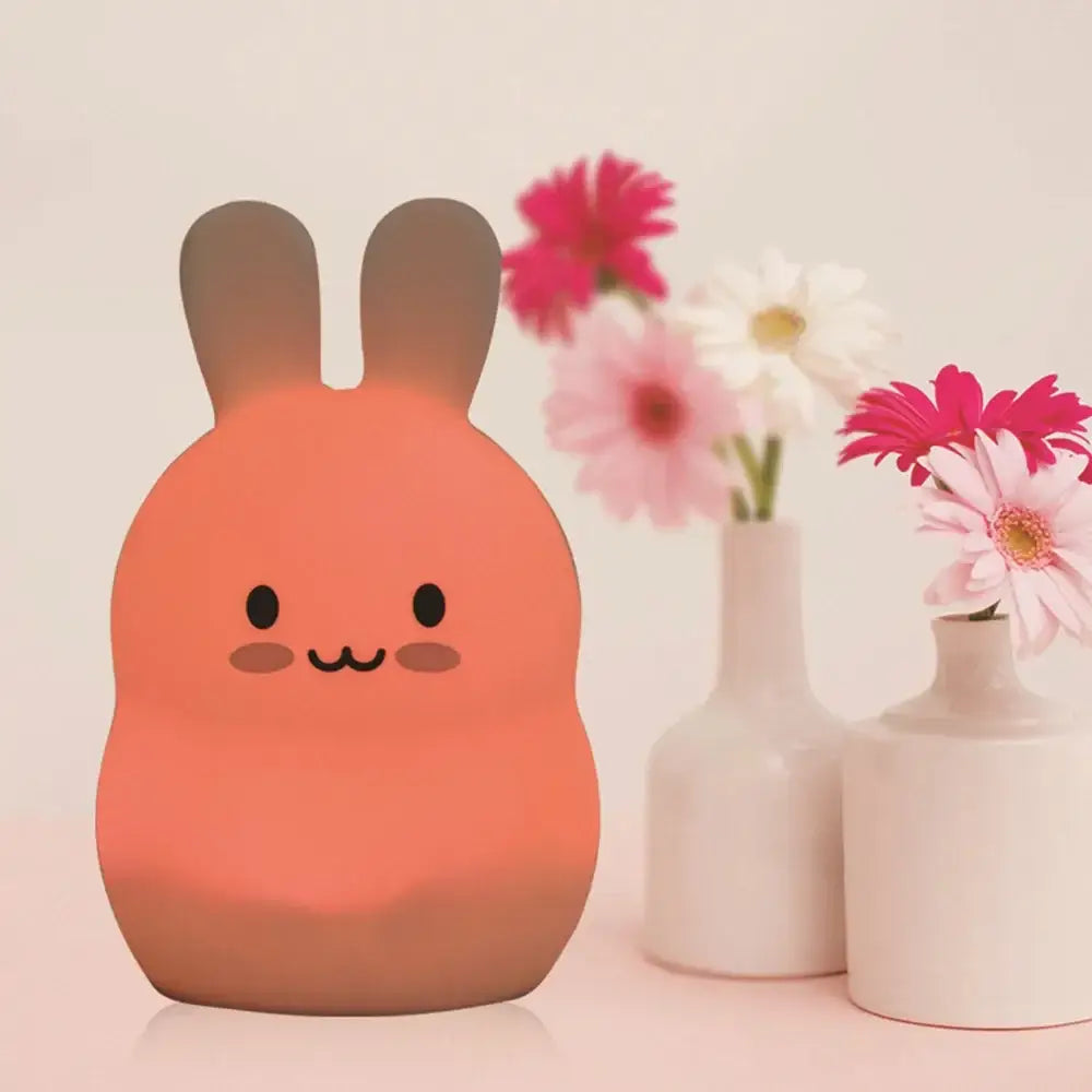 Touch Sensor 9 Colors Rabbit LED Night Light Cute Cartoon Silicone Bunny Lamp Bedroom Bedside Lamp for Children Kids Baby Gift thyliennette