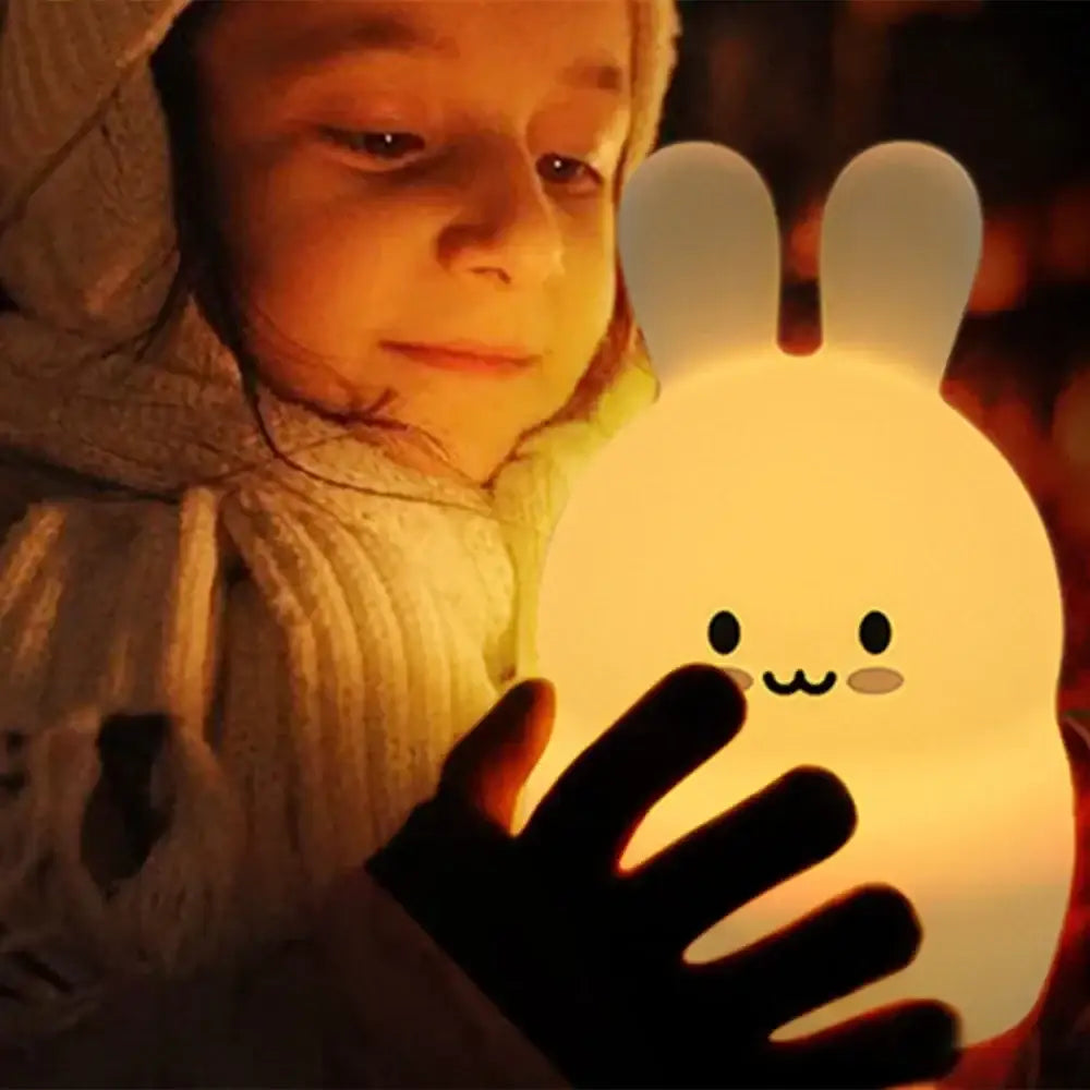 Touch Sensor 9 Colors Rabbit LED Night Light Cute Cartoon Silicone Bunny Lamp Bedroom Bedside Lamp for Children Kids Baby Gift thyliennette