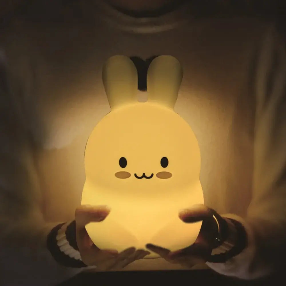 Touch Sensor 9 Colors Rabbit LED Night Light Cute Cartoon Silicone Bunny Lamp Bedroom Bedside Lamp for Children Kids Baby Gift thyliennette