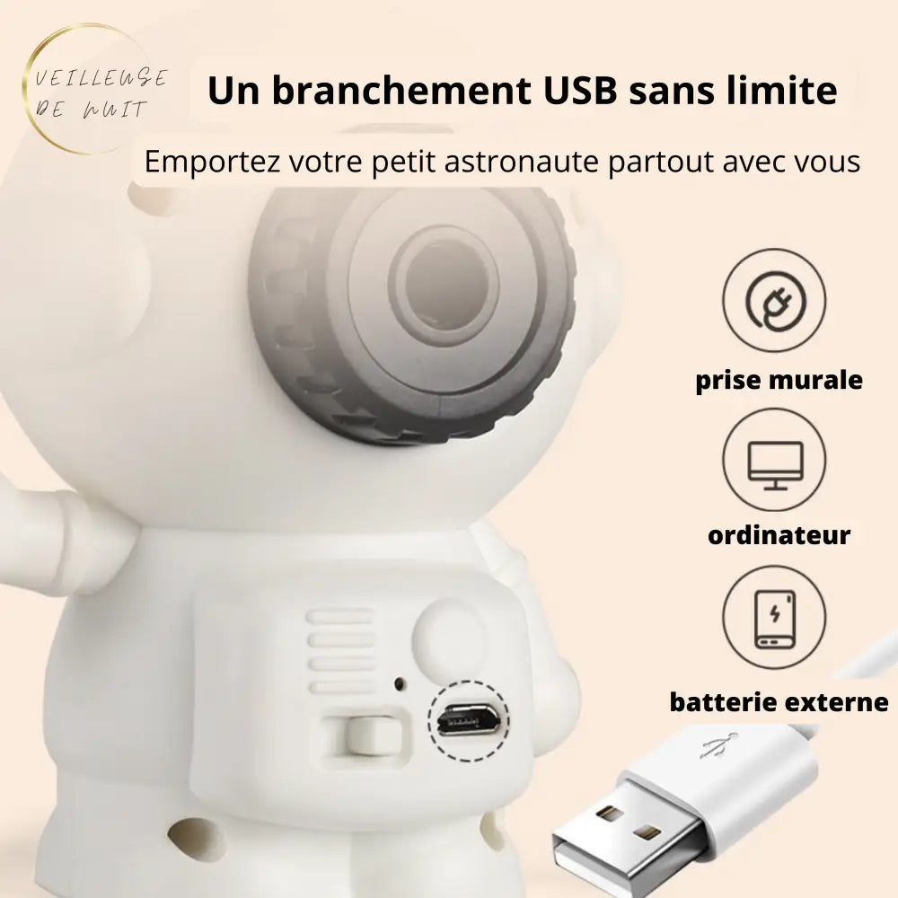 ​Veilleuse Astronaute Blanc USB I Veilleuse De Nuit