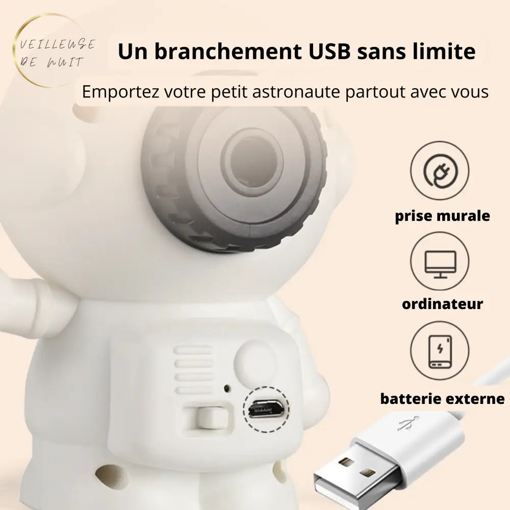 ​Veilleuse Astronaute USB Rose I Veilleuse De Nuit